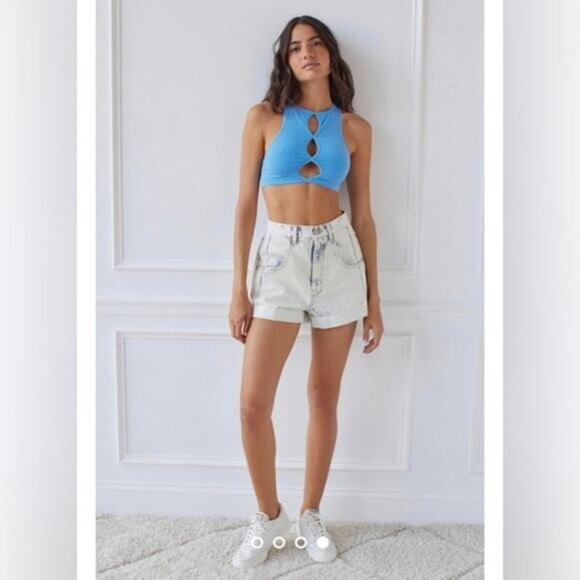 BDG Carrie Denim Short In Ivory Combo Size 25 - Picture 1 of 7
